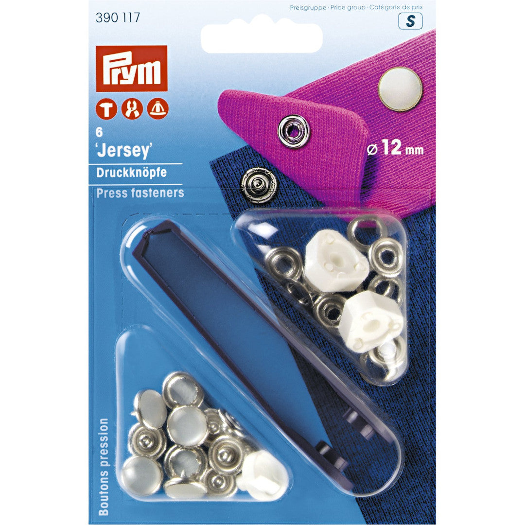 Nähfrei-Druckknopf "Jersey", Perlkappe, 12mm