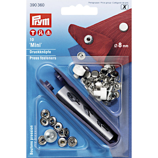 Nähfrei-Druckknopf Mini, 8mm, silberfarbig