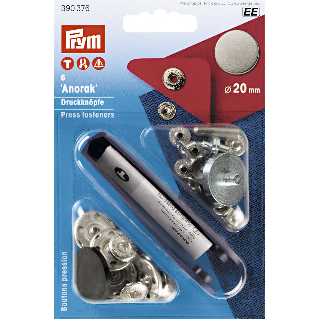 Nähfrei-Druckknopf Anorak, flach, 20mm, alteisen