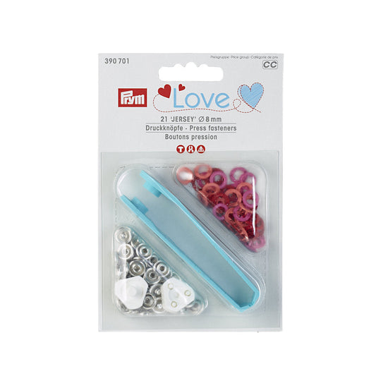 Druckknöpfe Jersey, Prym Love, 8mm, rot/pink/coralle