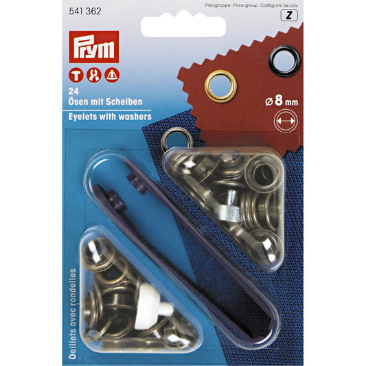 Ösen und Scheiben, 8,0mm, altmessing