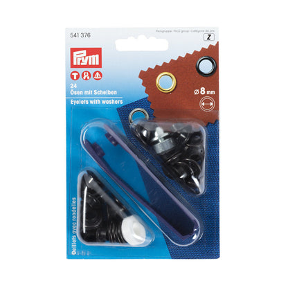 Ösen und Scheiben, 8,0mm, brüniert