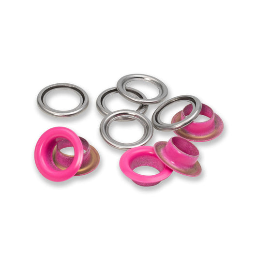 Ösen mit Scheiben, 11 mm, pink/silberfarbig