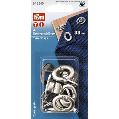 Drehverschlüsse, 33mm, silberfarbig