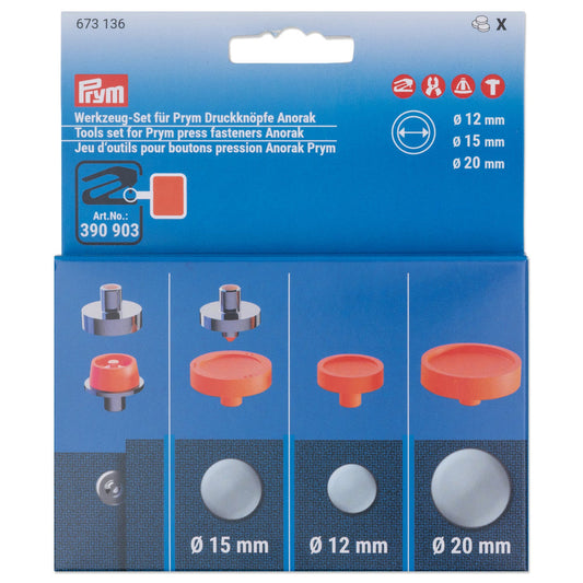 Werkzeug-Set für Prym Druckknöpfe Anorak, 12, 15 und 20 mm