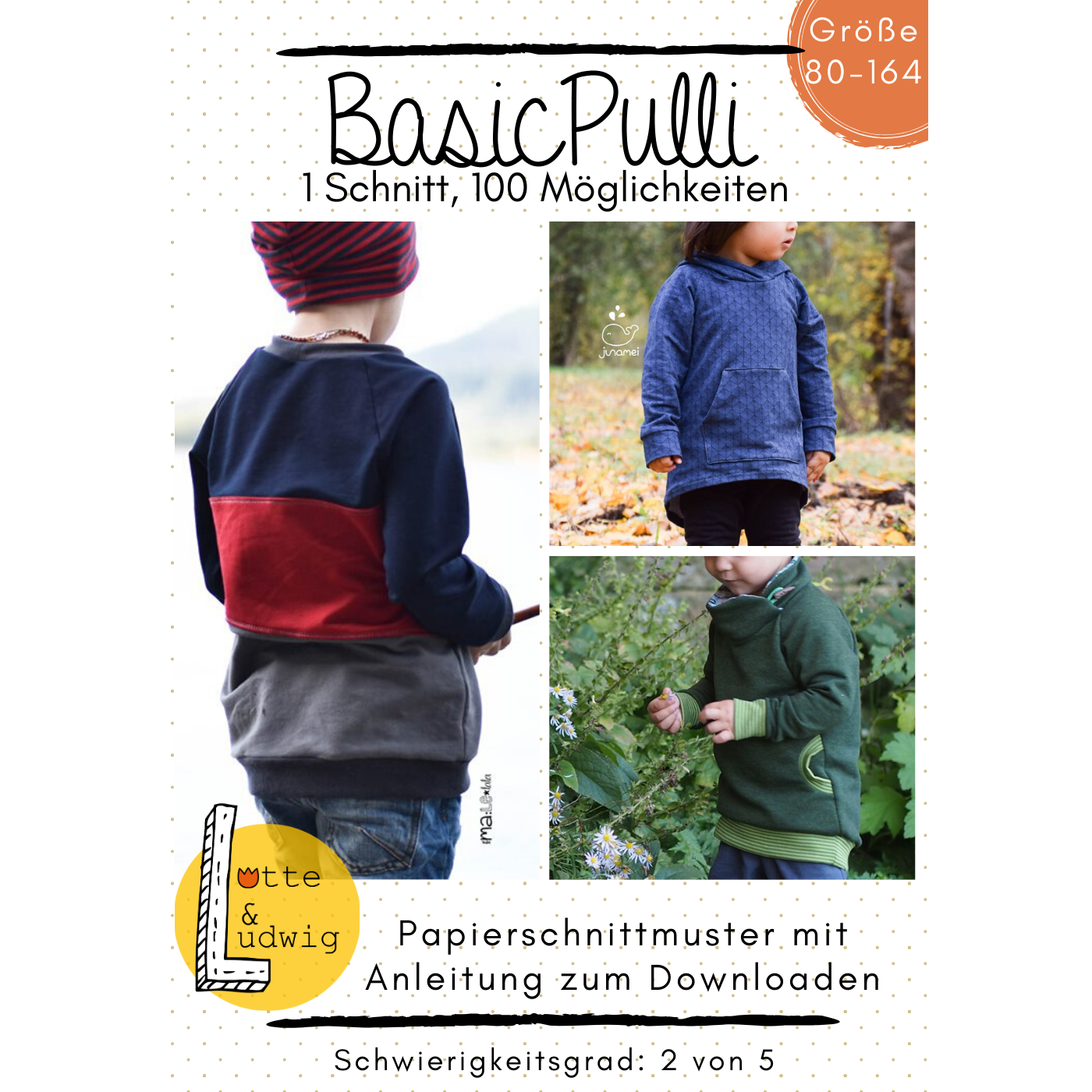 Papierschnittmuster "BasicPulli" Gr. 80-164 -Lotte&Ludwig