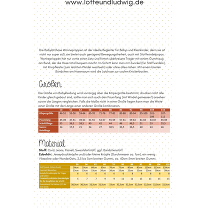 Papierschnittmuster Wonneproppen -  Baby und Kinderhose- Lotte und Ludwig