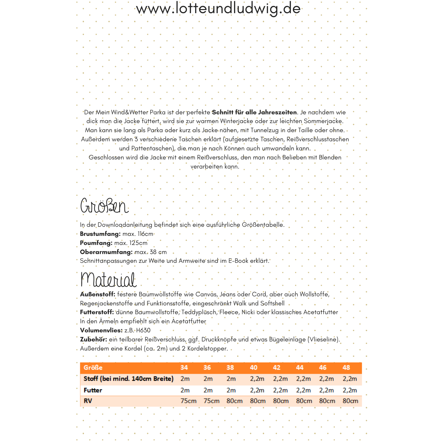 Papierschnittmuster "Mein Wind&Wetter Parka" Gr. 34 bis 48 -Lotte&Ludwig
