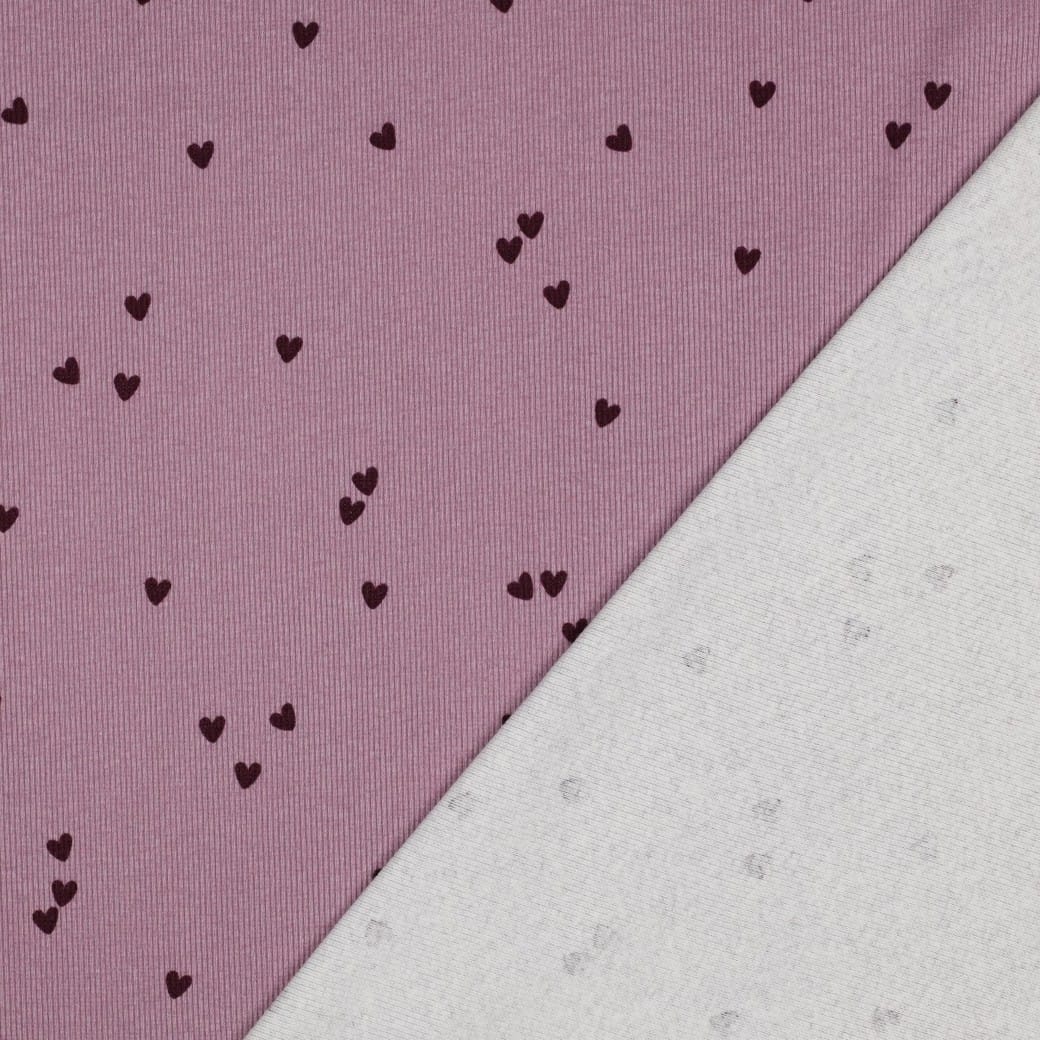 RIB JERSEY HEARTS - MAUVE
