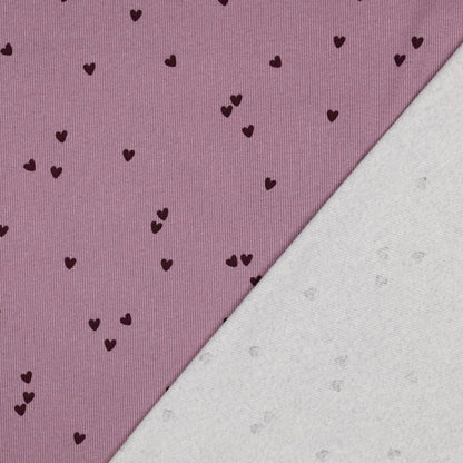 RIB JERSEY HEARTS - MAUVE