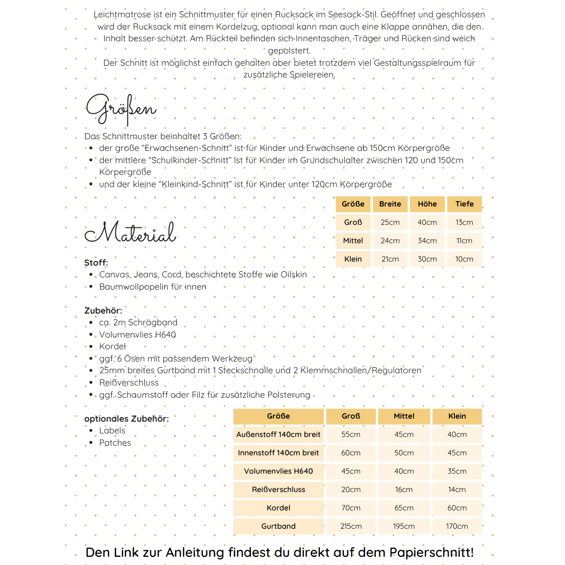 Papierschnittmuster Rucksack Leichtmatrose – Lotte & Ludwig