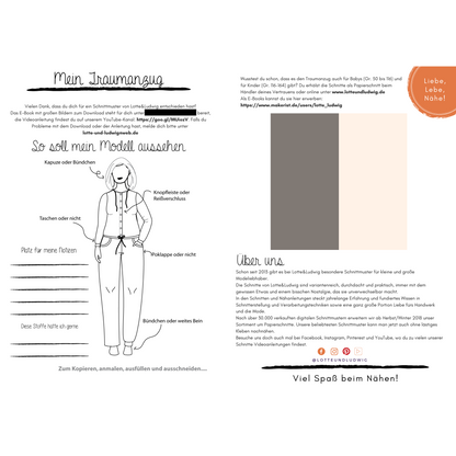 Papierschnittmuster "Mein Traumanzug" Schlafoverall für Damen Gr.34-48 -Lotte&Ludwig