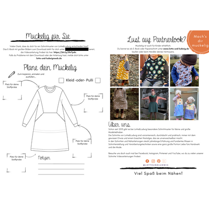 Papierschnittmuster "Muckelig für Sie" das Kuschelkleid Gr.34/36 bis 54/56 -Lotte&Ludwig