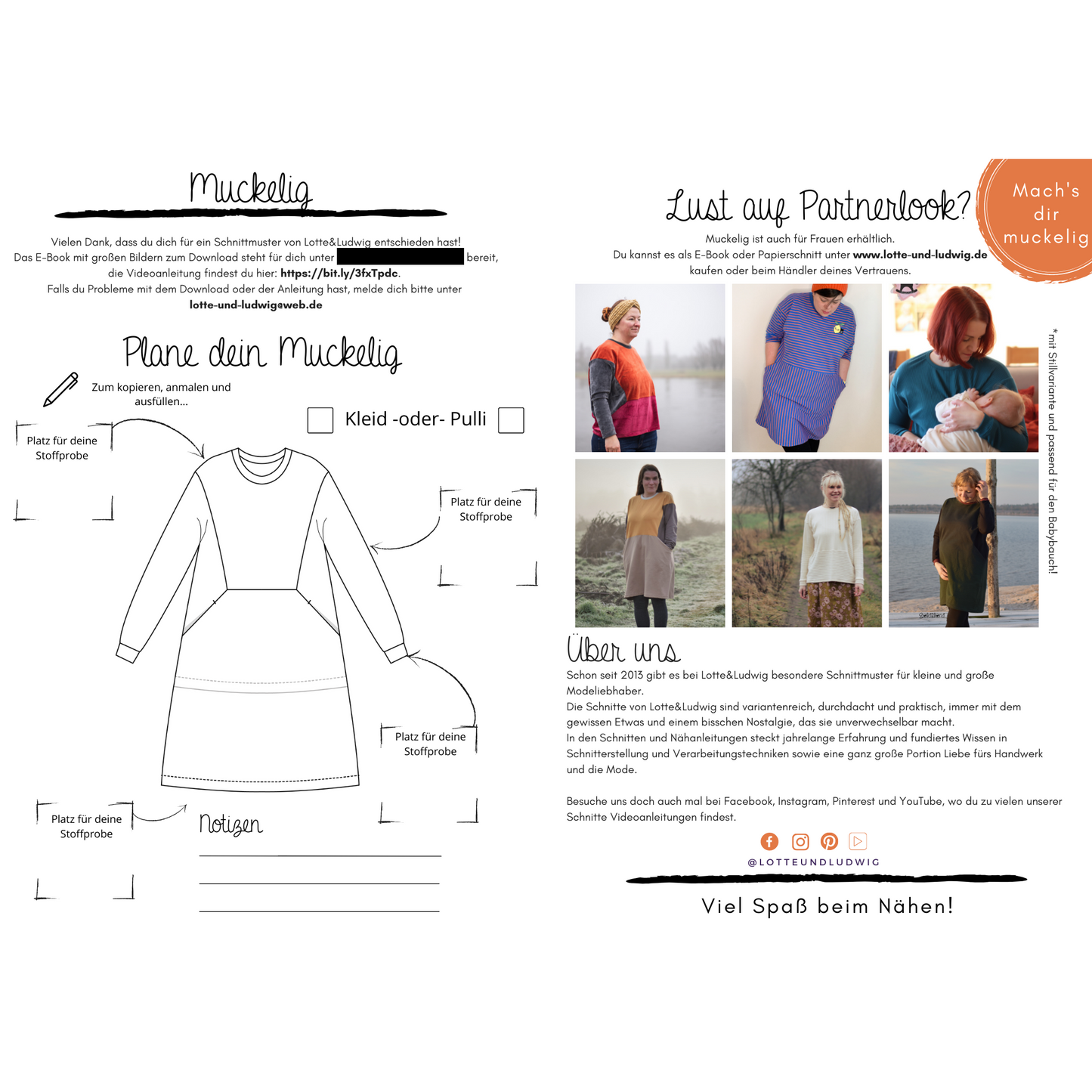 Papierschnittmuster "Muckelig" das Kuschelkleid für Kids Gr.80-164 -Lotte&Ludwig