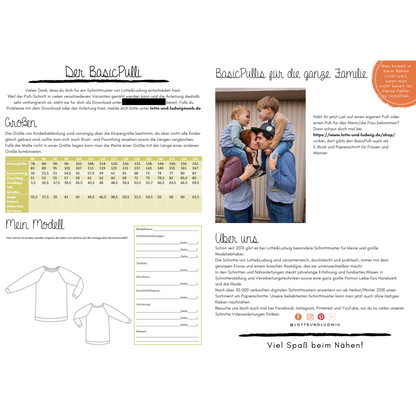 Papierschnittmuster "BasicPulli" Gr. 80-164 -Lotte&Ludwig