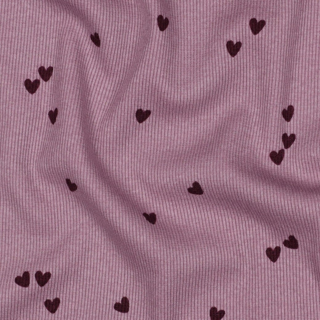 RIB JERSEY HEARTS - MAUVE