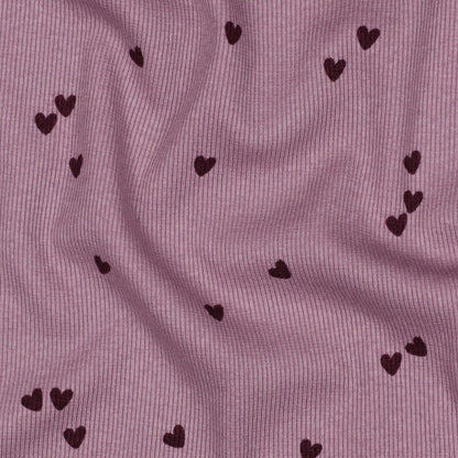 RIB JERSEY HEARTS - MAUVE