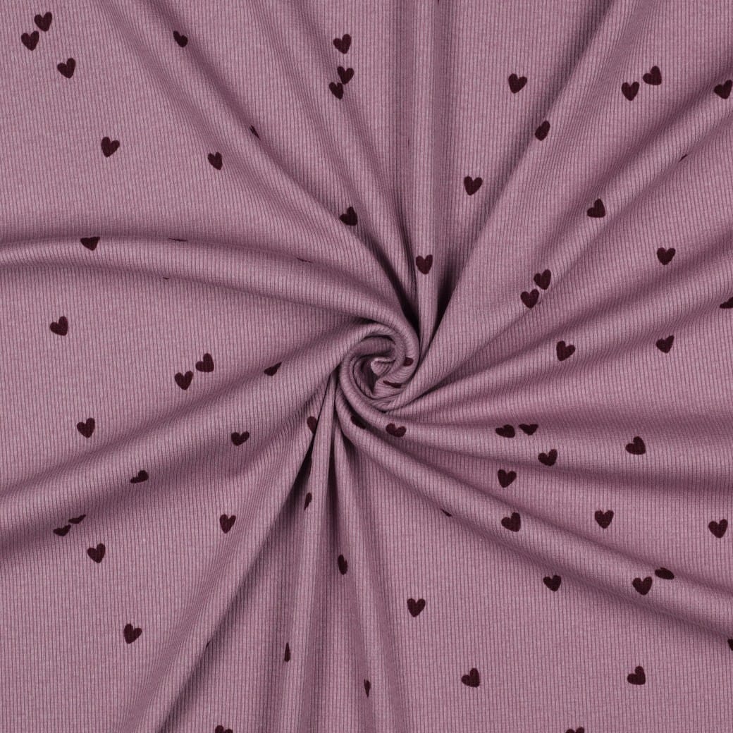 RIB JERSEY HEARTS - MAUVE