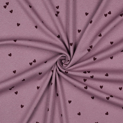 RIB JERSEY HEARTS - MAUVE