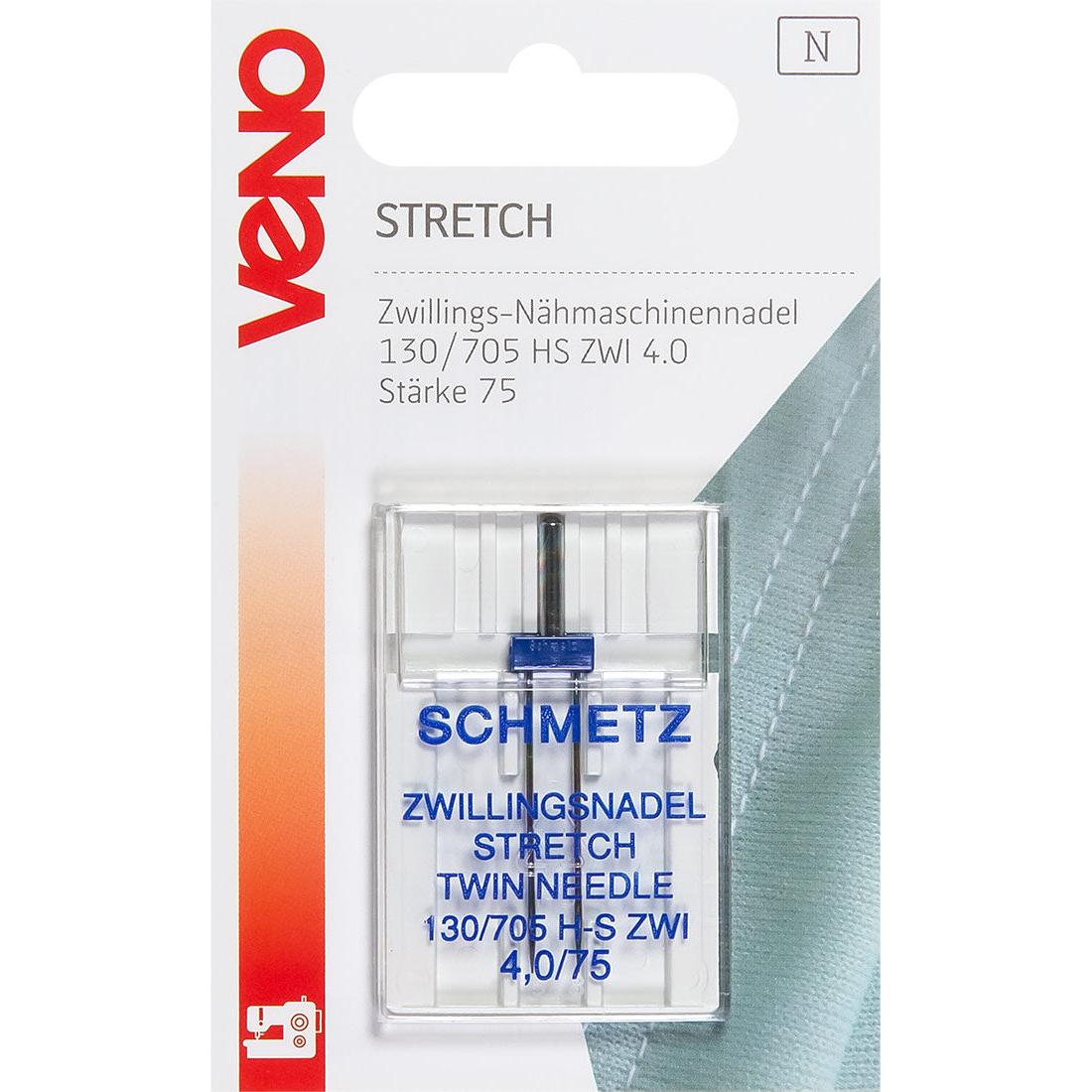 Zwillings Nähmaschinennadeln 130/705 Stretch 75/4.0mm