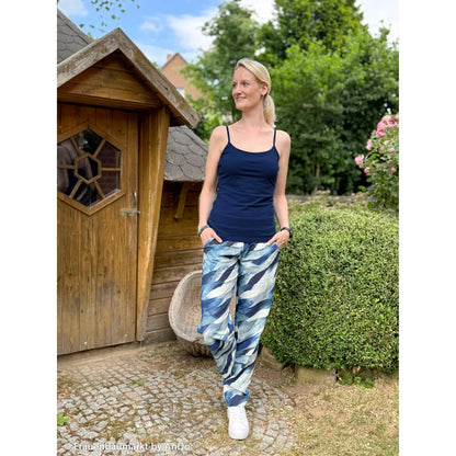 Baumwoll - Leinengemisch "Adria blau/ weiß"- Swafing