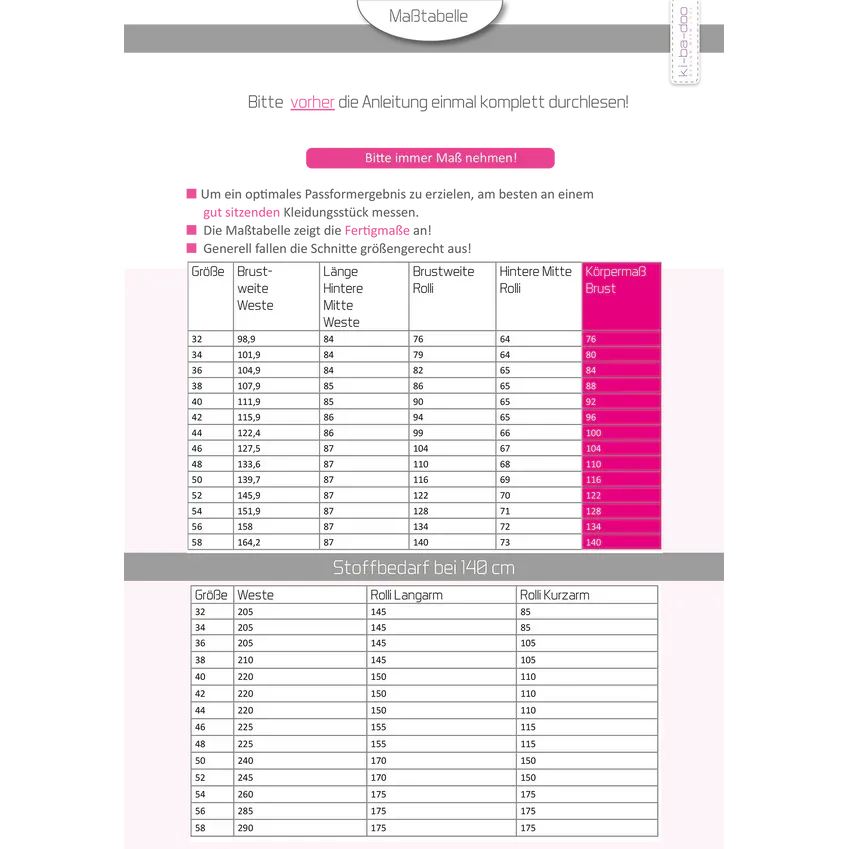 Papierschnitt Weste & Rolli Alda | Größe 32-58