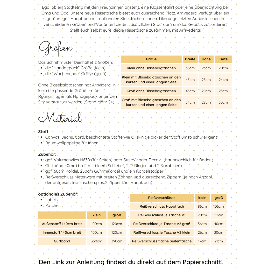 Papierschnittmuster Reisetasche Arrivederci – Lotte & Ludwig