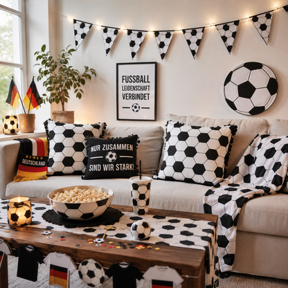 Baumwollpopeline mit realistischem 3D-Fußballmuster für Fußballparty-Dekorationen, Schultüten und kreative Fanprojekte.