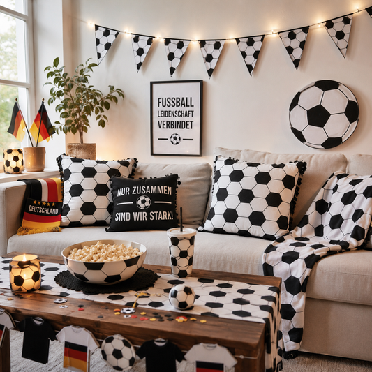 Baumwollpopeline mit realistischem 3D-Fußballmuster für Fußballparty-Dekorationen, Schultüten und kreative Fanprojekte.