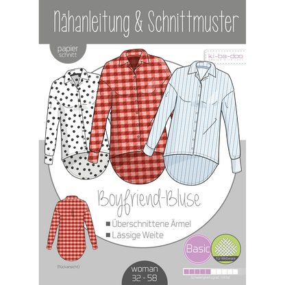 Papierschnitt Boyfriend Bluse  | Größe 32-58