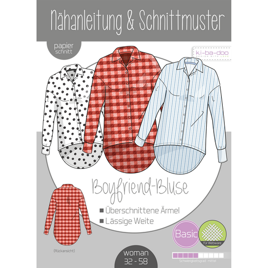 Papierschnitt Boyfriend Bluse  | Größe 32-58