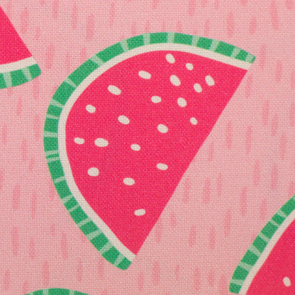 Canvas aus 100 % Baumwolle mit pinken Wassermelonen auf rosa Hintergrund – robuster Dekostoff von Swafing für Taschen und Wohnaccessoires.