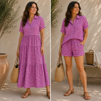 Musselin doppelseitig Karos- pink