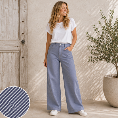 Yarn Dyed Denim Stripe - klassisch blau/ weiss