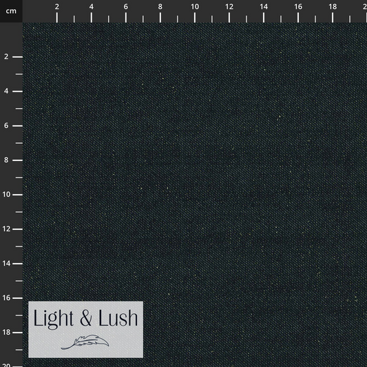 Fester dunkler Denim von Light & Lush mit eingewebtem Goldgarn für Taschen und Wohnaccessoires