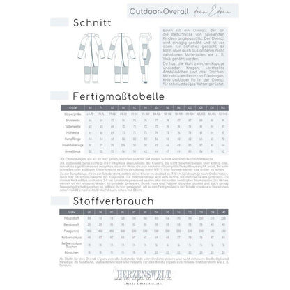 Softshelloverall für Kinder - Schnittmuster - Edvin - Papierschnittmuster
