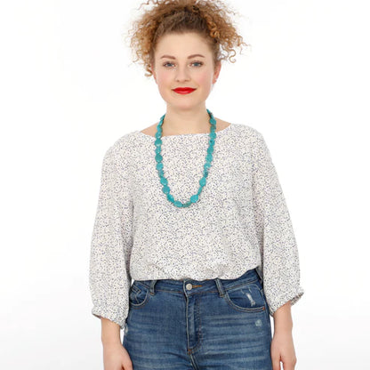 FRAU HOLLY • weite Bluse mit gerafftem Ärmelsaum  / Papierschnitt