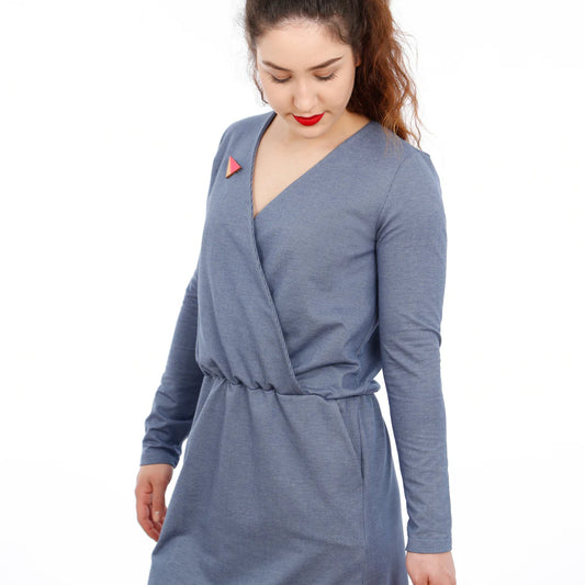 FRAU VILMA • Jerseykleid Wickeloptik / Papierschnitt