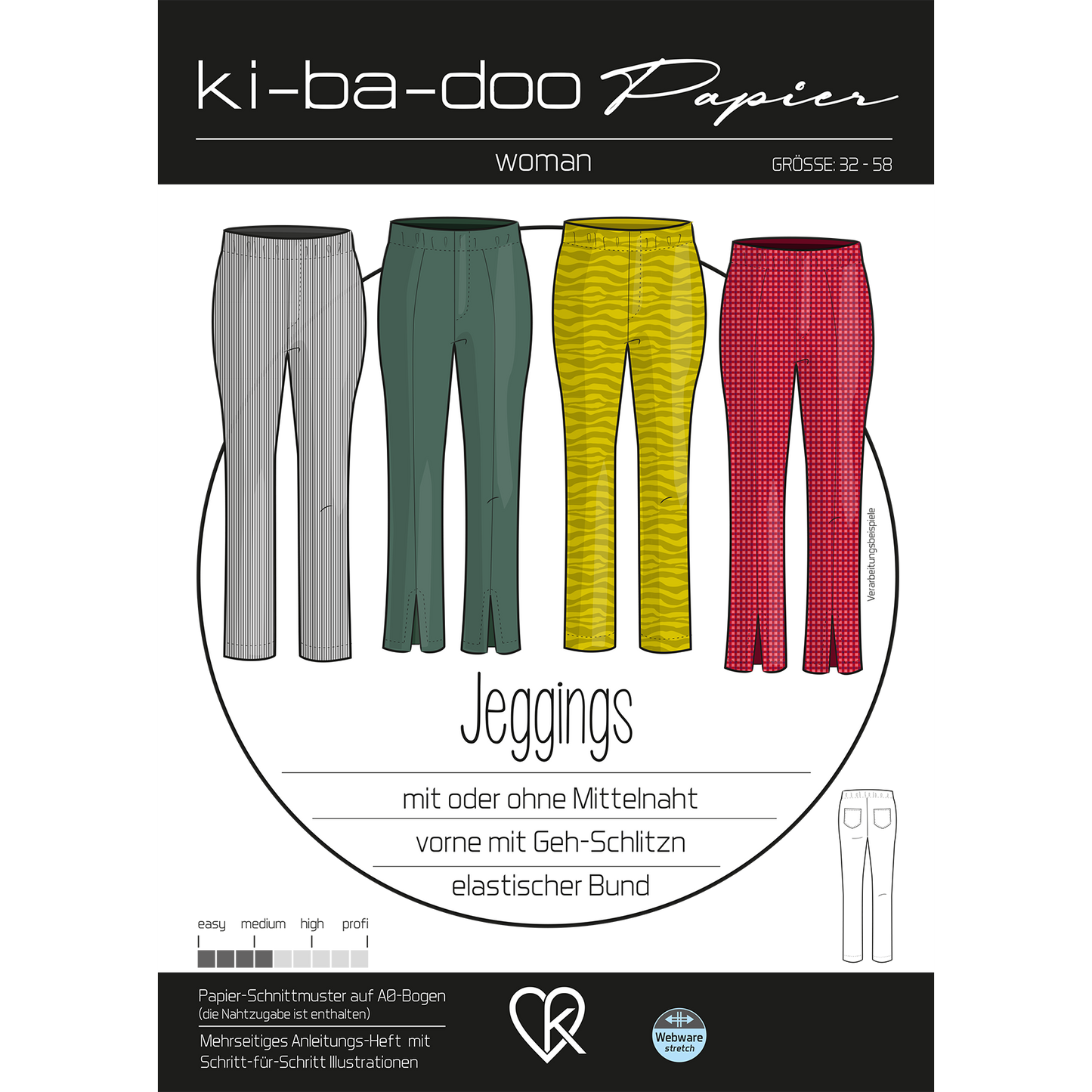 Papierschnitt Jeggings | Größe 32-58
