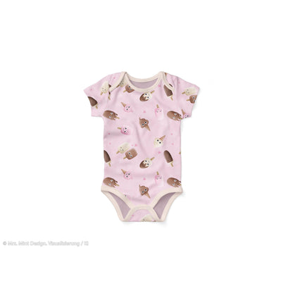 Rosa Baumwolljersey mit niedlichen Eis-Motiven und kleinen Herzen – Design „Too Cute to Melt“ von Mrs. Mint Design für Swafing.