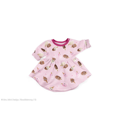 Rosa Baumwolljersey mit niedlichen Eis-Motiven und kleinen Herzen – Design „Too Cute to Melt“ von Mrs. Mint Design für Swafing.