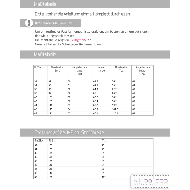 Papierschnitt Malotty Damen  | Größe 32- 58