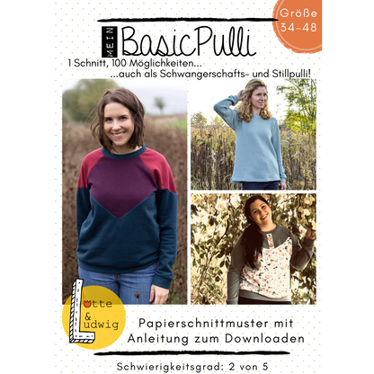 Papierschnittmuster Mein BasicPulli 34 - 48