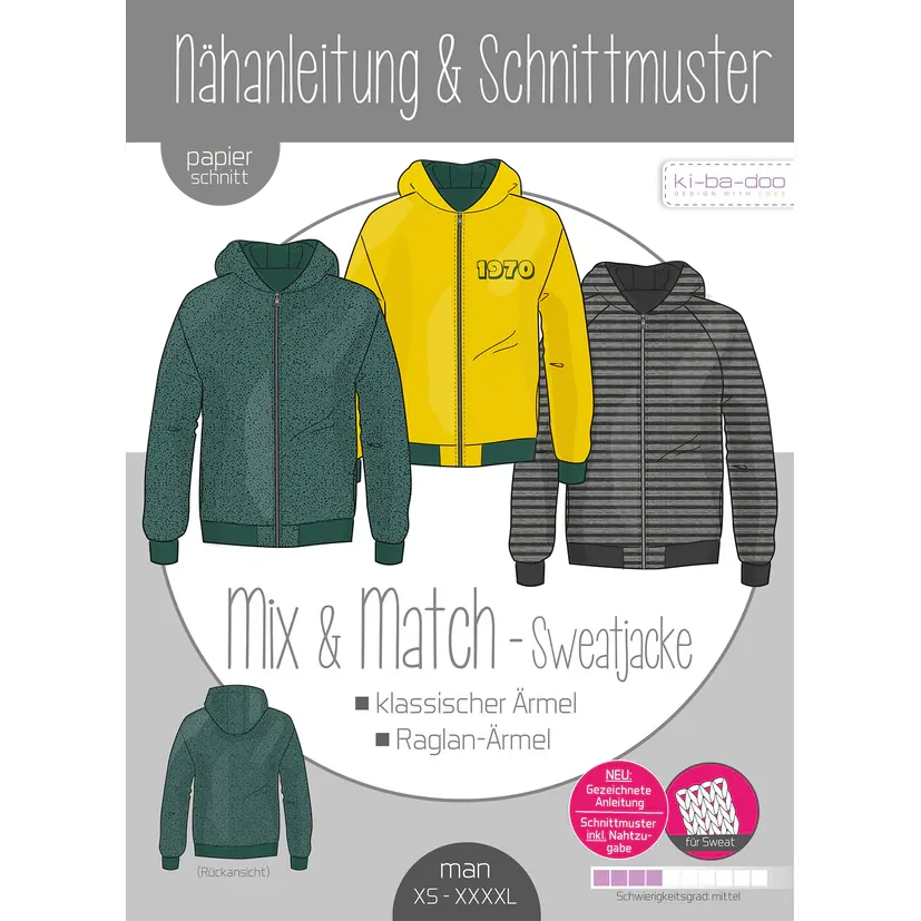 Papierschnitt Mix&Match Sweatjacke Herren | Größe XS-XXXXL