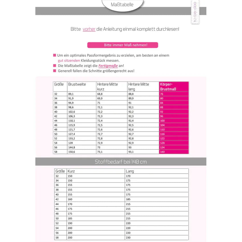 Papierschnitt Bluse Mafrieda | Größe 32- 58