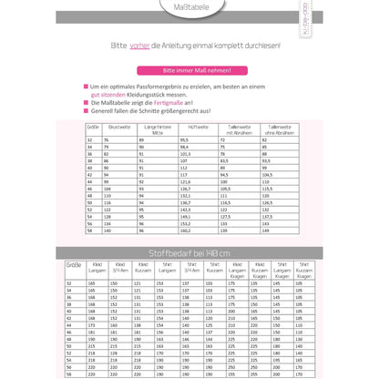 Papierschnitt Kleid/Shirt new Mabinta Damen | Größe 32-58