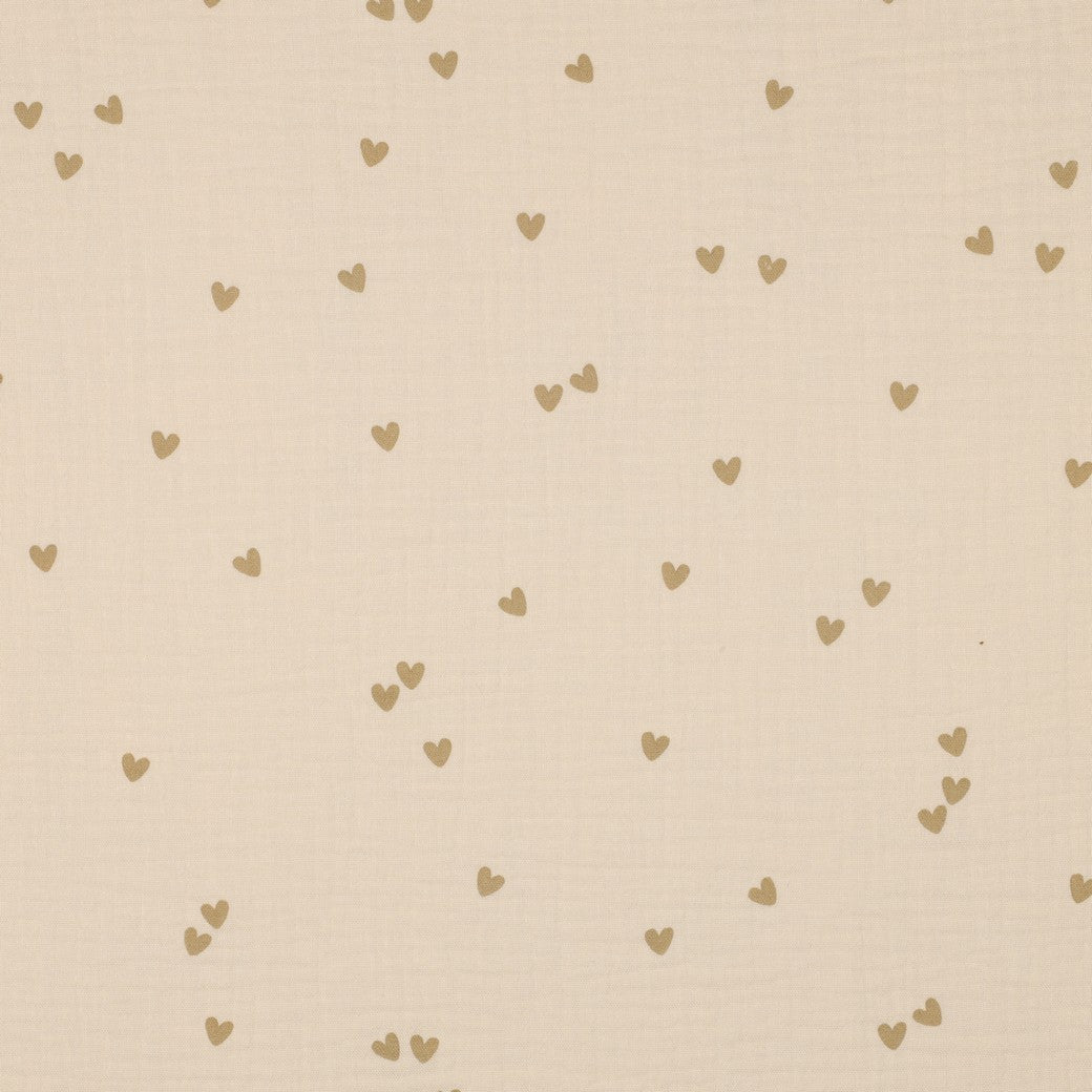 Weicher Musselin aus 100 % Baumwolle mit kleinen Herzen in verschiedenen Farben, OEKO-TEX® zertifiziert.