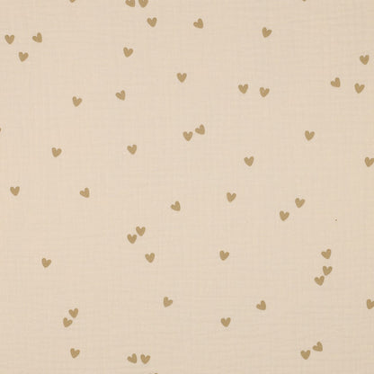 Weicher Musselin aus 100 % Baumwolle mit kleinen Herzen in verschiedenen Farben, OEKO-TEX® zertifiziert.
