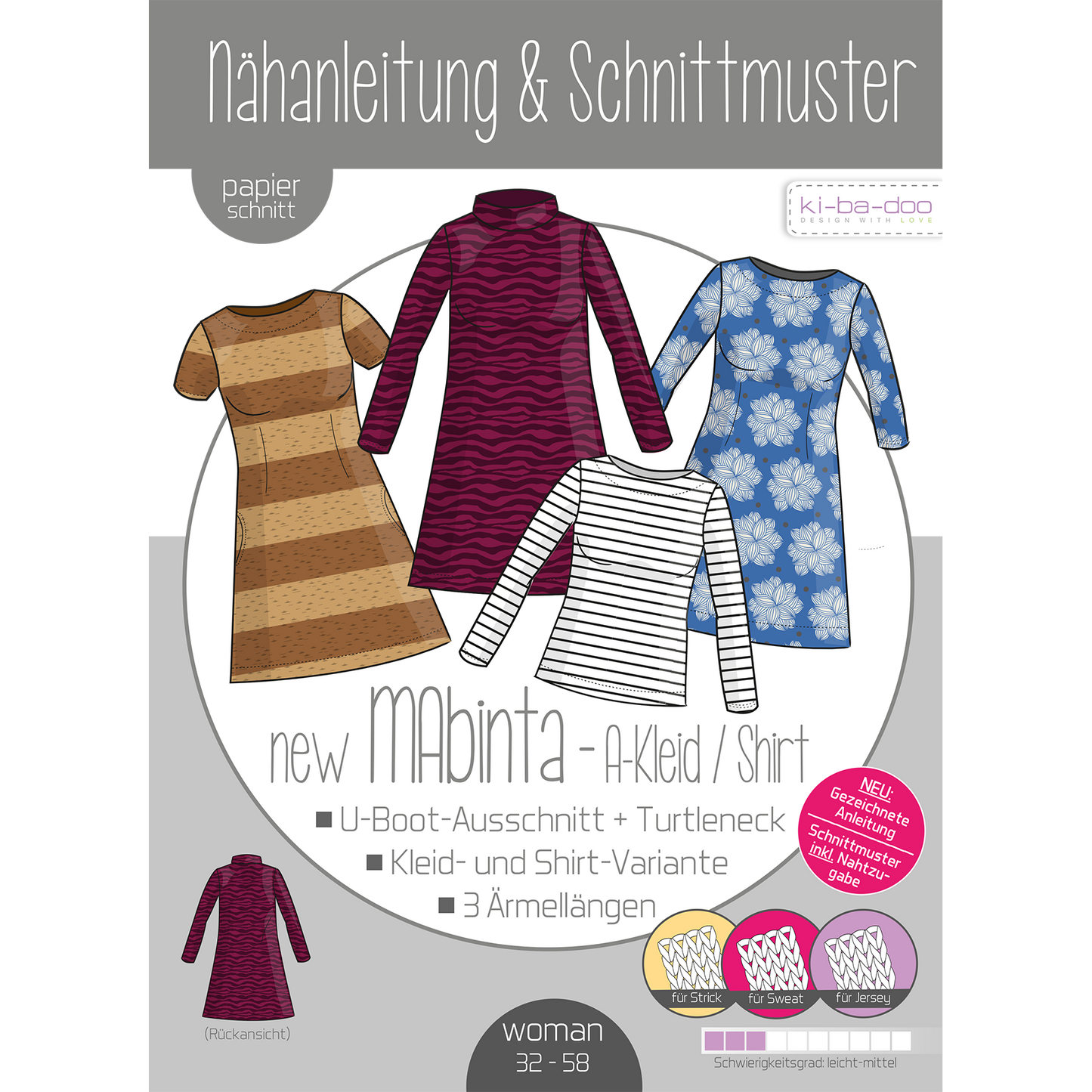 Papierschnitt Kleid/Shirt new Mabinta Damen | Größe 32-58