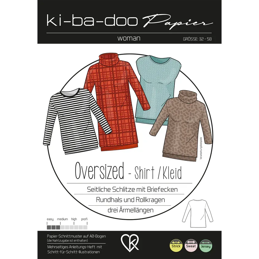 Papierschnitt Oversized Shirt/ Kleid Damen | Größe 32-58